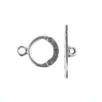 7 Sets of 14mm Antique Silver Toggles with Rivet Design