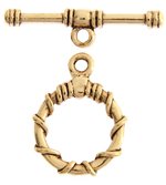 5 Sets of 14mm Antique Gold Rope Wrap Toggles