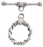 5 Sets 17mm Antique Silver Rope Wrapped Toggles