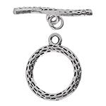 5 Sets of 22x18mm Antique Silver Textured Toggles