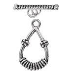 5 Sets of 25x20mm Antique Silver Bali Style Tapered Toggles