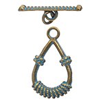 5 Sets of 25x20mm Brass Patina Bali Style Tapered Toggles
