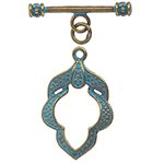 5 Sets of 26x24mm Brass Patina Fancy Flower Toggles