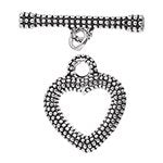 5 Sets of 27x21mm Antique Silver Textured Heart Toggles