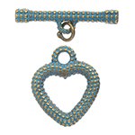 5 Sets of 27x21mm Brass Patina Textured Heart Toggles