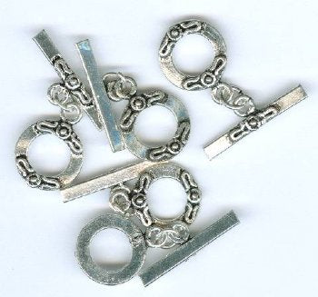 5 Sets 19x14mm Antique Silver Fancy Toggles