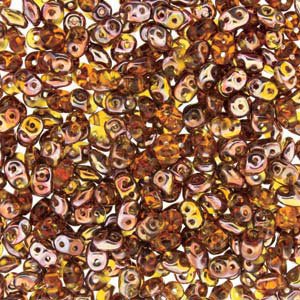 DUO-510060 - 10 Grams Transparent Topaz & Capri Gold 2.5x5mm Superduo Beads