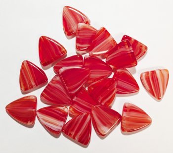 20 17mm Red White and Crystal Marble Triangle Beads