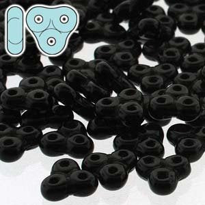 5g of 6x6mm Opaque Jet Czech Glass Trinity Beads