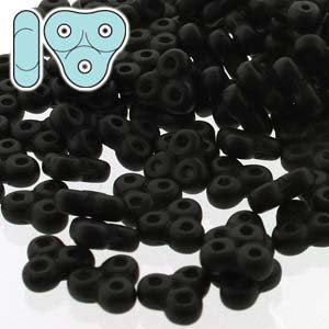 5g of 6x6mm Matte Metallic Jet Czech Glass Trinity Beads