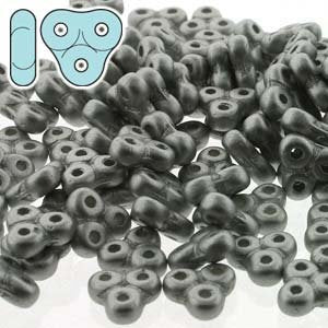 5g of 6x6mm Matte Metallic Silver Czech Glass Trinity Beads