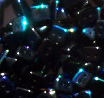 50, 6x4mm Opaque Black AB Two Hole Trios Beads