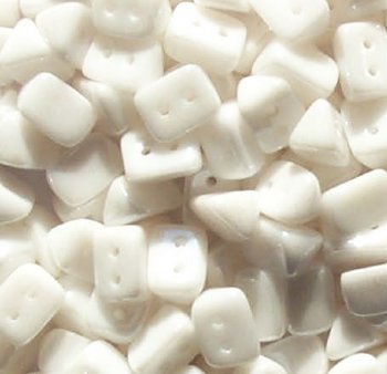 50, 6x4mm Crystal White Lustre Two Hole Trios Beads