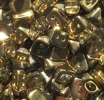 50, 6x4mm Crystal Aurum Two Hole Trios Beads