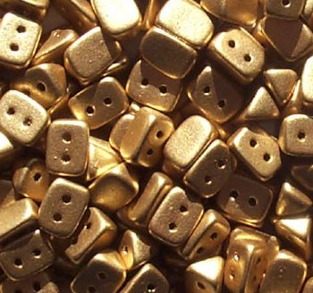 50, 6x4mm Pale Bronze Gold Two Hole Trios Beads