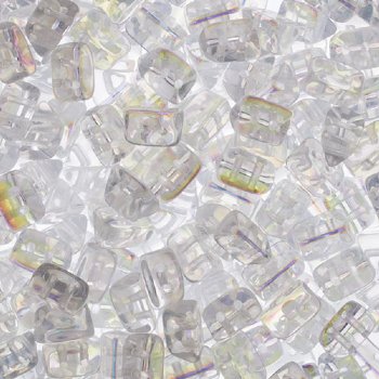 50, 6x4mm Transparent Crystal AB Two Hole Trios Beads