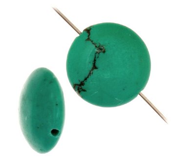 8 inch strand of 14x8mm Green Turquonite Disk / Coin Beads