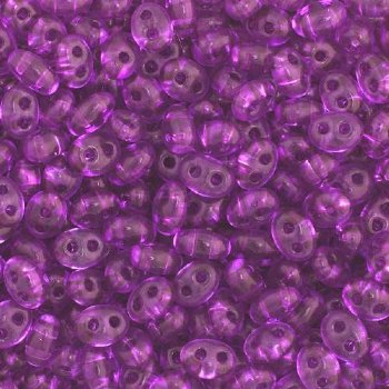 TB-02011 - 10 Grams Transparent Dyed Amethyst 2.5x5mm Preciosa Twin Beads