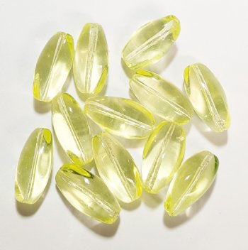 12 18x9mm Transparent Jonquil Twisted Oval Beads