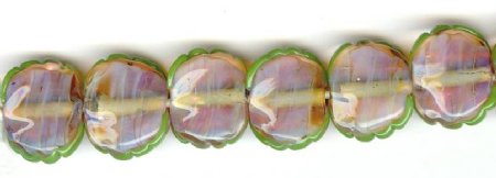 5 14mm Unicorne Base and Green Mini Flower Beads (21348)
