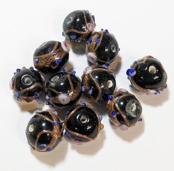 10 12mm Opaque Black Round Wedding Cake Beads