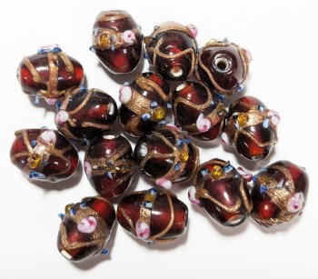 15 13x10mm Transparent Red Oval Wedding Cake Beads