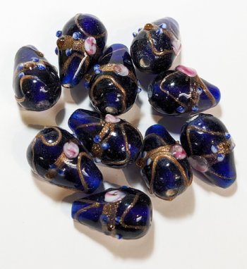 10 20x12mm Transparent Cobalt Wedding Cake Drop Beads
