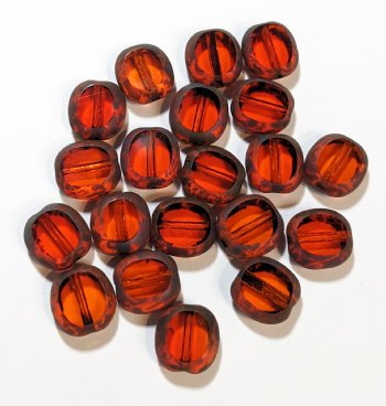 20 10x9mm Transparent Orange Oval Window Beads with Speckles