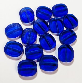 10 14mm Flat Cut Oval Window Bead Sapphire