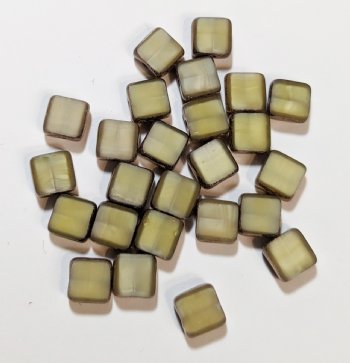 25 6x6x3mm Pearlized Ivory with Bronze Edge Windows