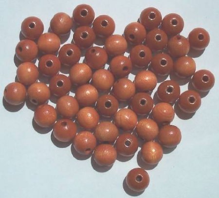 50 10mm Light Brown Round Wood Beads