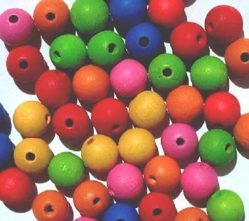 50 10mm Mixed Multi Bright Round Wood Beads