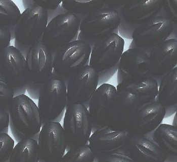 50 10.5x7mm Black Ridged Oval Wood Beads