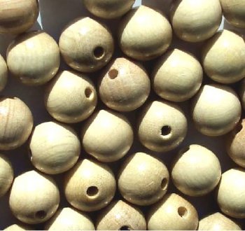 50 12mm Natural Round Wood Beads