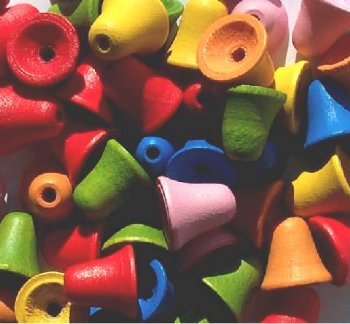 50 12x12mm Bright Multi Mix Wood Bell Beads