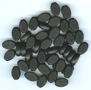 50 12x8mm Flat Oval Black Wood Beads