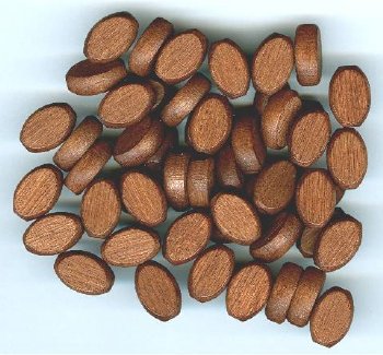 50 12x8mm Flat Oval Dark Brown Wood Beads