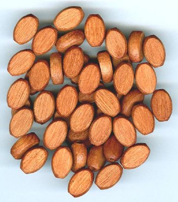 50 12x8mm Flat Oval Light Brown Wood Beads