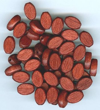 50 12x8mm Flat Oval Mahogany Wood Beads