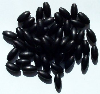 50 14x7mm Black Oval Wood Beads