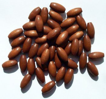50 14x7mm Dark Brown Oval Wood Beads