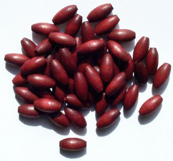 50 14x7mm Mahogany Oval Wood Beads