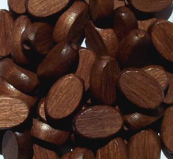50 15x10x5mm Dark Brown Flat Oval Wood Beads