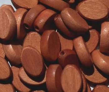 50 15x10x5mm Light Brown Flat Oval Wood Beads