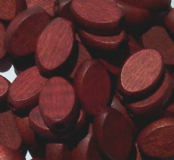 50 15x10x5mm Mahogany Flat Oval Wood Beads