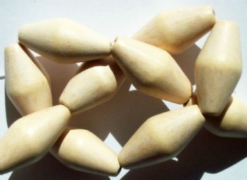 16 inch strand of 25x12mm Bleached Coconut Bicone Beads