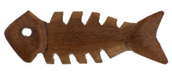 1 36x13mm Carved Dark Brown Wood Fish Skeleton Pendant