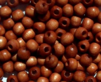 100 4mm Light Brown Round Wood Beads