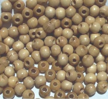 100 4mm Natural Round Wood Beads