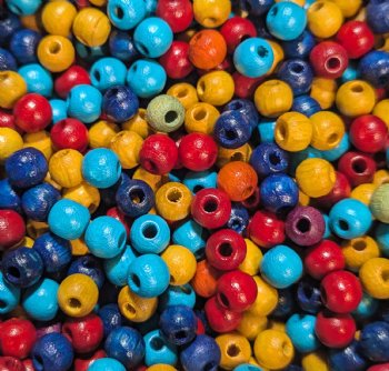 100 5mm Mixed Multi Bright Round Wood Beads